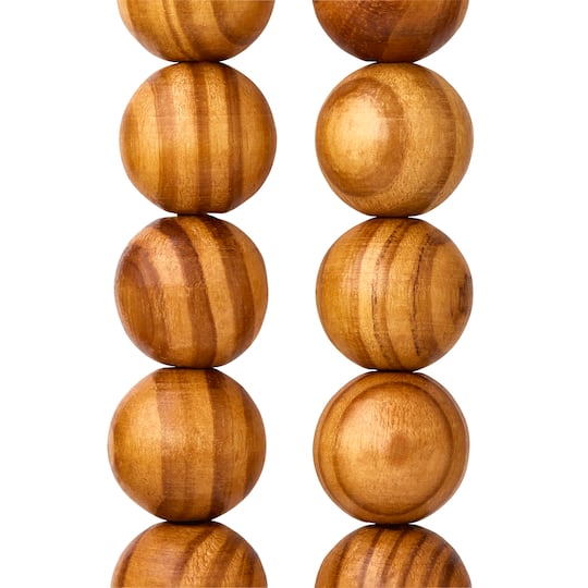 12 Pack: Natural Wooden Round Beads, 25mm by Bead Landing&#x2122;